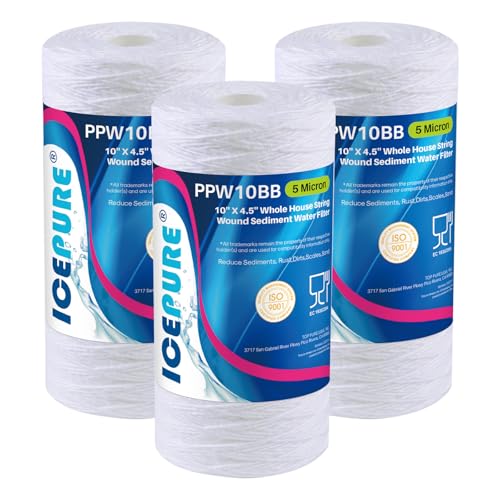 5 Micron 10”*4.5'' Whole House Sediment String Wound Water Filter Replacement filter for 84637 (3 Count)