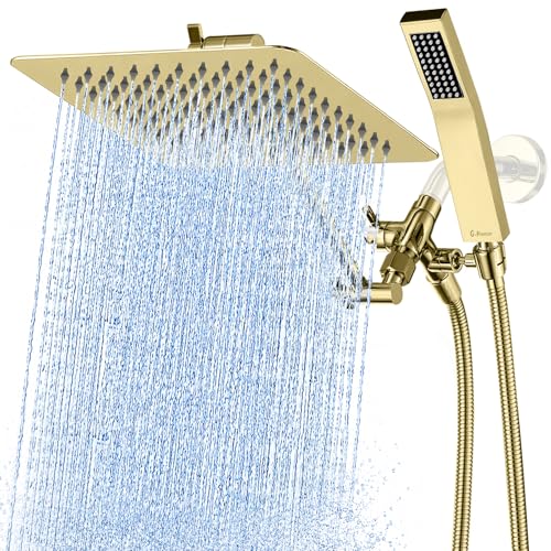 All Metal 10" Dual Square Shower Head Combo