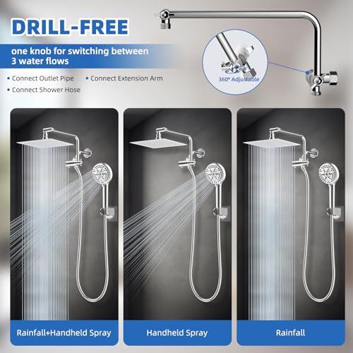 10" Metal Rainfall Shower Head with 10