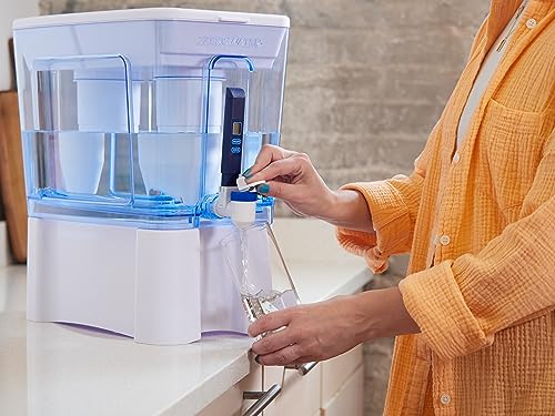 52-Cup Ready-Read 5-Stage Water Filter Pitcher Dispenser with Five Stage 0 TDS Zero Water Filter – IAPMO Certified to Reduce Metals, Chlorine, Lead, Chromium, and Forever Chemicals PFOA/PFOS