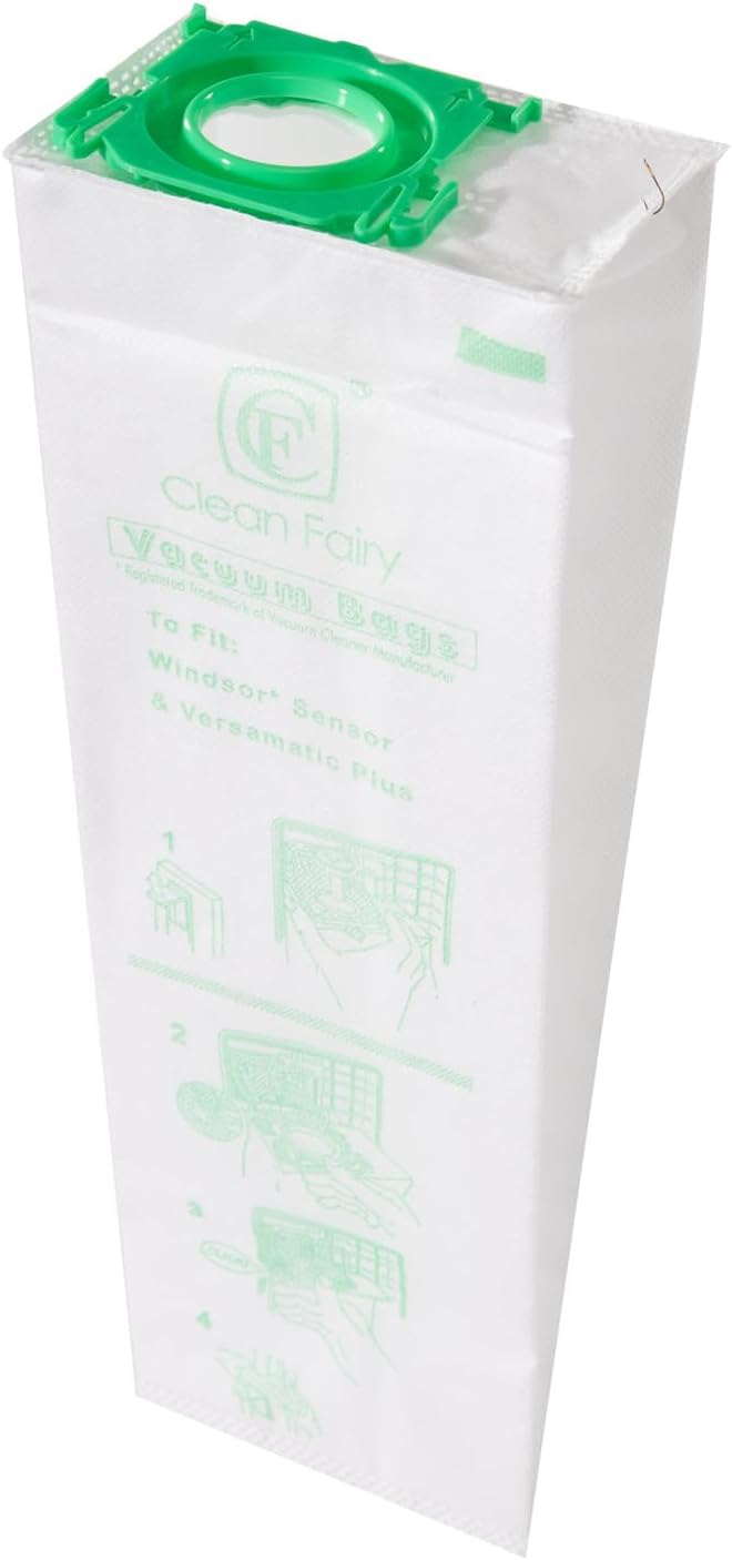 CF Clean Fairy 12Pack Micro Synthetic Cloth Bags Compatible With Sebo C G & X series & Windsor Sensor S12 S15 XP12 XP15 XP18 SR12 SR15 SR18 Versamatic Plus Replacement for 5093AM Vacuum Filter Bags - AquaVibe