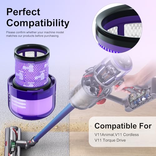 Vacuum Filter Replacement Parts Compatible with V11 Torque Drive