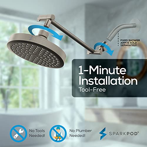 6" Round Rain Shower Head with 11" Shower Arm