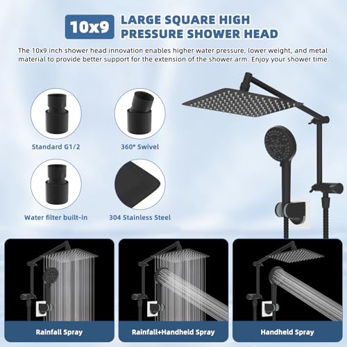 Metal 10" Rain Shower Head with Handheld