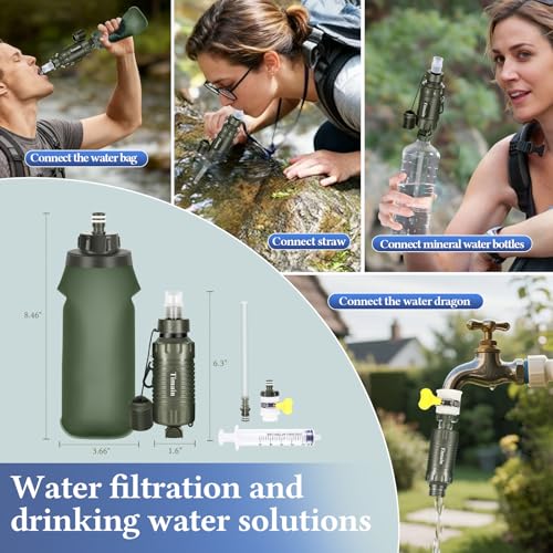Portable Personal Water Filter Straw Water Filter Survival Gear for Emergency Preparedness (2 Count)