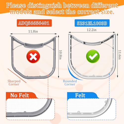 2 Pcs 5231el1003b Dryer Lint Filter Replacement with Felt Seal Vent Cleaner Brush Compatible with Kenmore