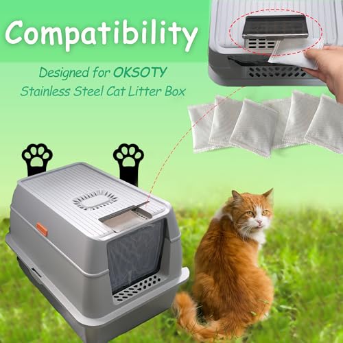 Activated Charcoal for OKSOTY Stainless Steel Cat Litter Box (6 Count)