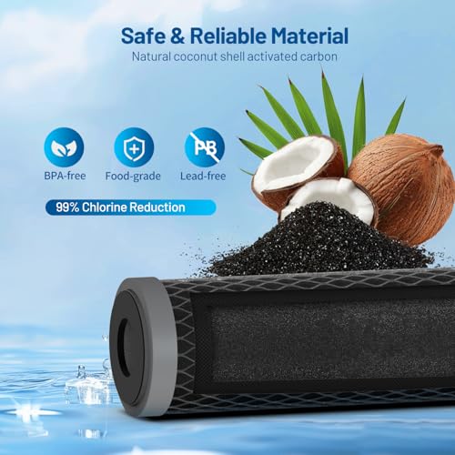 5 Micron 10" x 2.5" Whole House Carbon Block Water Filter Cartridge (4 Count)
