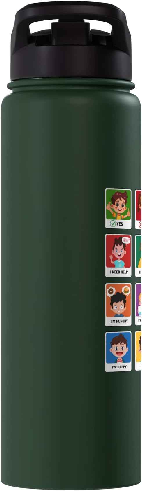Autism Communication Cards Kids Emotions Speech Therapy AAC Stainless Steel Insulated Water Bottle