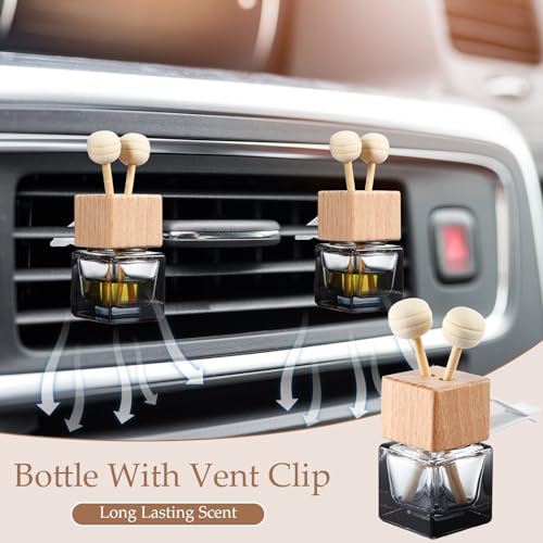 30 Pcs Car Air Freshener Diffuser with Vent Clip Empty Car Diffuser Bottles for Essential Oil Perfume Glass Bottle with Wooden Caps Stick (30 Count)