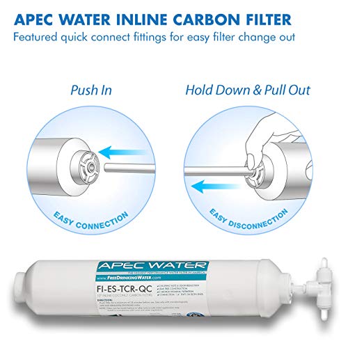 APEC FI-ES-TCR-QC 10" High Capacity Inline Carbon Filter with 1/4" Quick Connect Stage-5 for Undersink Reverse Osmosis Water System