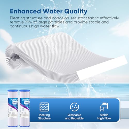 50 Micron Whole House Pleated Sediment Filter for Well Water (6 Count)