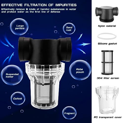 Water Pump Strainer Inline Mesh Strainer 1 inch Garden Hose Sediment Filter High Pipeline Filter for RV