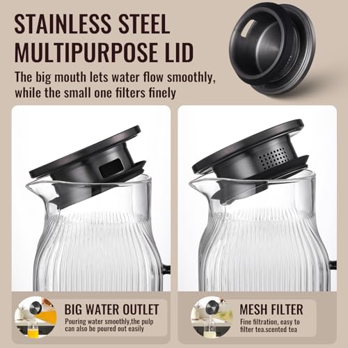2 Liter 68 oz Square Glass Pitcher with Lid