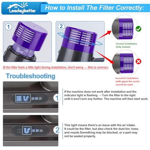 V10 Vacuum filter replacement for Dyson Cyclone Animal (4 Count)