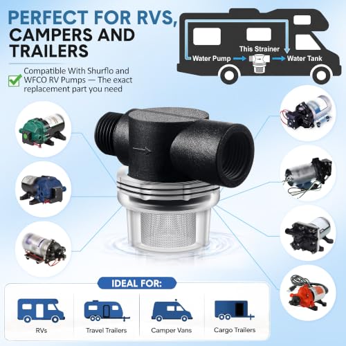 4-Pack 1/2" RV Water Pump Strainer Compatible with WFCO,Shurflo (4 Count)