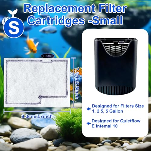 10 Packs Small Replacement Filter Cartridges for Aqueon QuietFlow E Internal Power Filter Size 10 and Minibow Aquarium Filters Size 1 (6 Ounce)