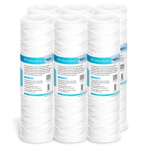 20 Micron 10"x2.5" String Wound Whole House Water Filter (6 Count)