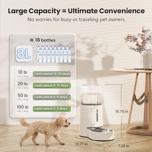 Automatic 8L Dog and Cat Water Dispenser Gravity Waterer