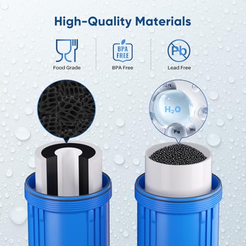 5 Micron 4.5"x 10" Whole House Water Filter Combo Kit with Sediment& Carbon