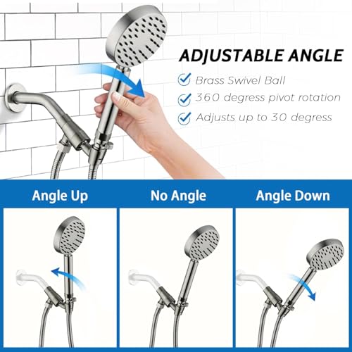 All Metal Handheld Shower Head with Shut Off Valve & Long Hose