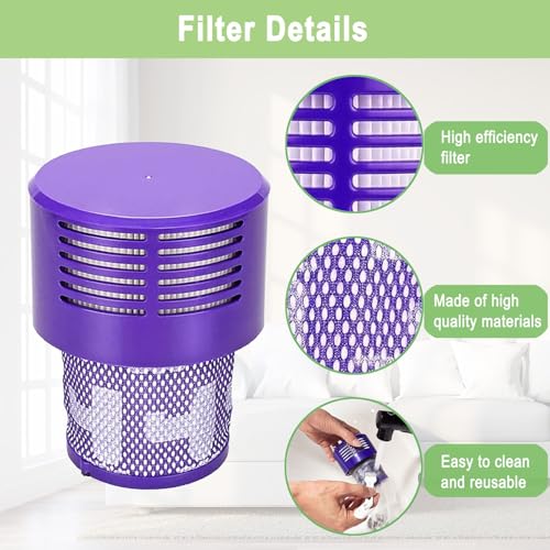 2 Pack V10 Filters Replacement for Dyson Cyclone V10 Absolute