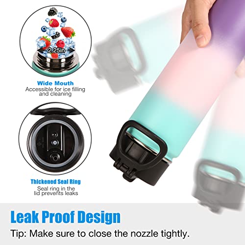 22 oz Insulated Water Bottles with Straw Lid