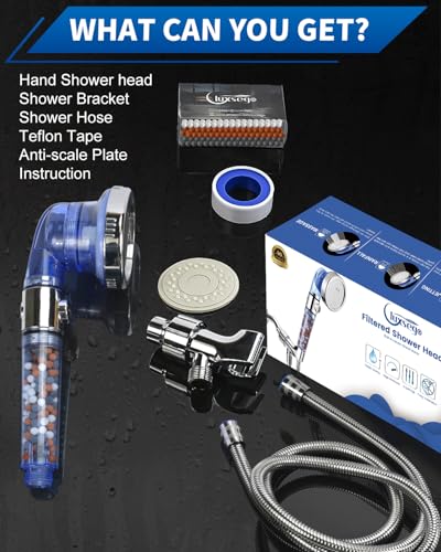 Filtered Shower Head for Hard Water with Stop
