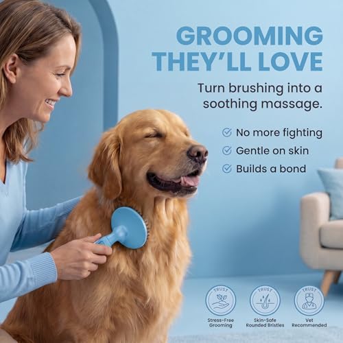 Round Bristle Pet Brush for Dogs and Cats