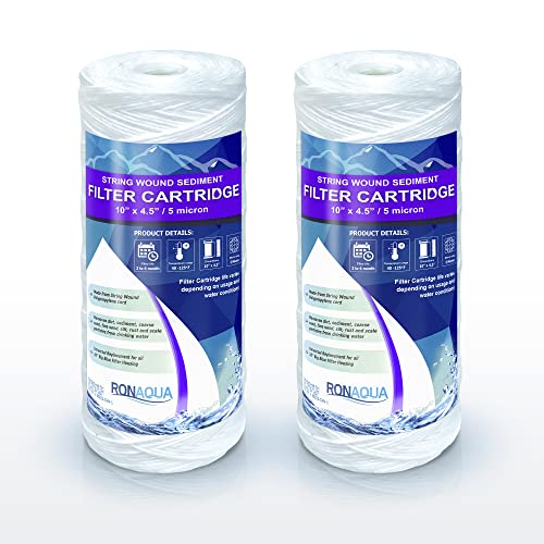 High Capacity Wound String 5 Micron Sediment Water Filter Cartridge 10” x 4.5” Removes Sand
