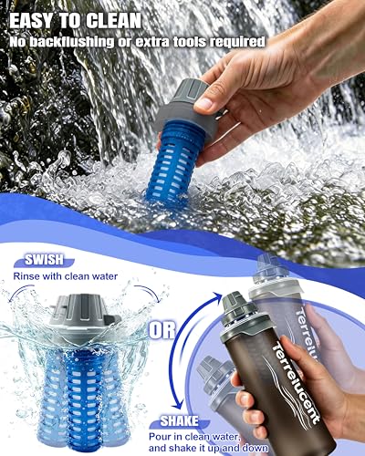 Collapsible Water Filter Bottle with Carabiner