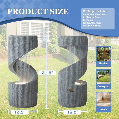 31.9" Outdoor Garden Water Fountain