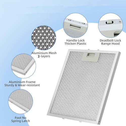 2pcs 12.63X10.23inchs Range Hood Filter Grease Filter Extractor Ventilation Aluminium Aspirator filter Mesh 320x260x9mm (2 Count)