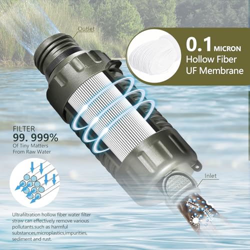 Portable Personal Water Filter Straw Water Filter Survival Gear for Emergency Preparedness (2 Count)