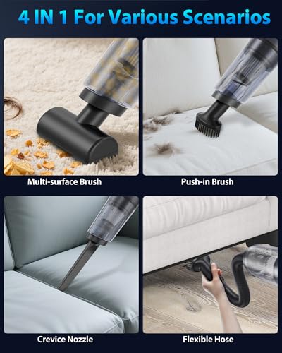 Handheld Vacuum Cordless 1.1 Pounds Car Vac 10000PA Hand Held Vacuums 4