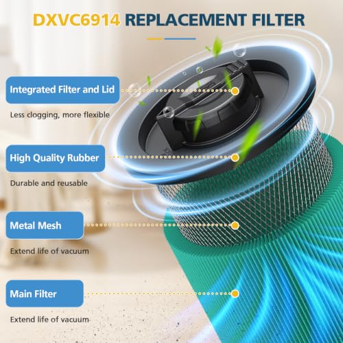 DXVC6914 Vacuum Filter Replacement for DEWALT DXV06P DXV09P DXV10P DXV10PL (2 Count)