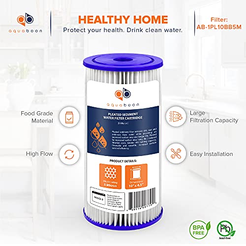 5 Micron Pleated Sediment Water Filter 10 x 4.5 Cartridge