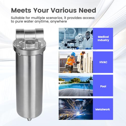 NSF ANSI 42 Certification Stainless Steel Filter Housing for 10" Filter Cartridge