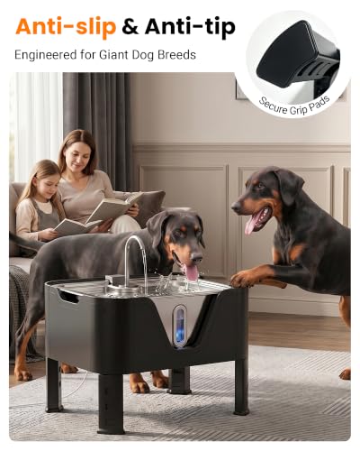 4.75Gal 18L Large Dog Water Fountain Elevated Dog Water Bowl & 3 Filters