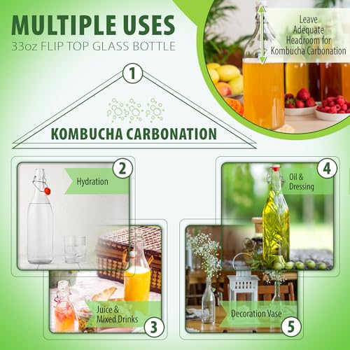Flip Top Glass Bottle [1 Liter (4 Count)