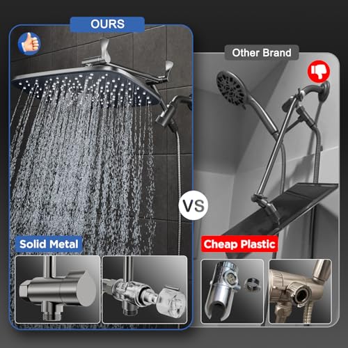 Gunmetal Gray 11.8" High Pressure Shower Head with Handheld