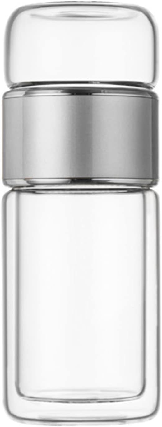 Niiyen Tea Infuser Bottle Glass Tea Tumbler with Infuser 420ml Double Layer Stainless Steel Leakage Proof Water Bottle for Loose Leaf Tea for Office Travel Home(Stainless steel)