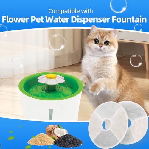 12+2 Pack Cat Fountain Filters Compatible with Catit 3L Flower Fountain (12 Count)