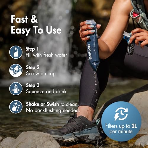 BeFree AC 2 Stage Collapsible Filter Travel Water Bottle 0.5L