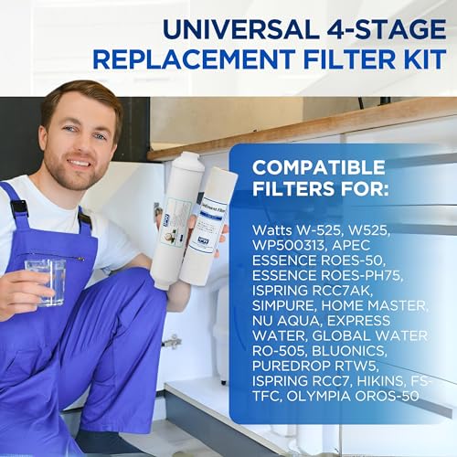 Complete 4 Pack RO Water Filter Replacement Kit for Krystal Pure KR10 System