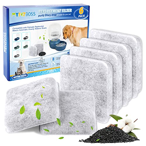 Dog Water Filter Replacement Compatible with Petmate Bowl Filters (6 Count)