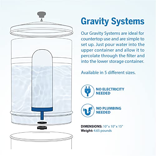 Big+ Gravity Water Filter System High Capacity Countertop Stainless Steel Water Filter Dispenser IAPMO Certified to Reduce Lead
