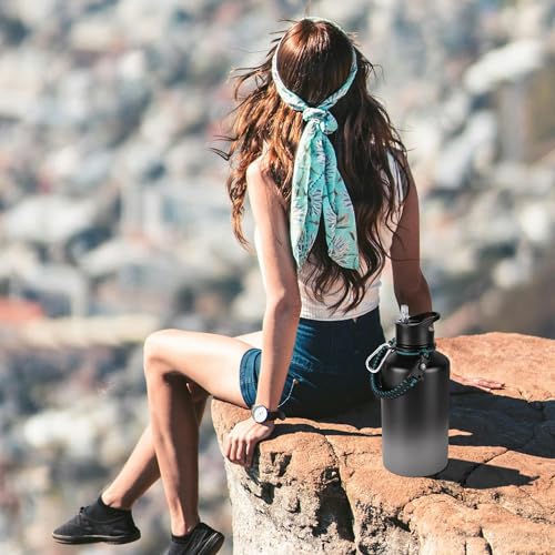 64 oz Insulated Water Bottle with Straw & Spout Lids