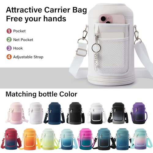 Insulated Water Bottle with Portable Carrier Bag for Outdoor 64 oz