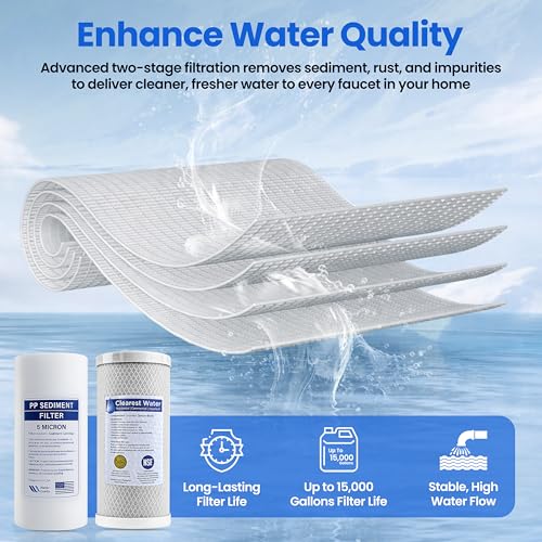 2 Stage Whole House Water Filter System 20x4.5 Included Carbon & Sediment